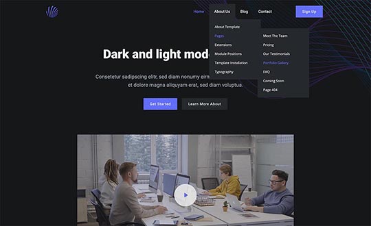 Drop-down multilevel menu in the Dark Mode template