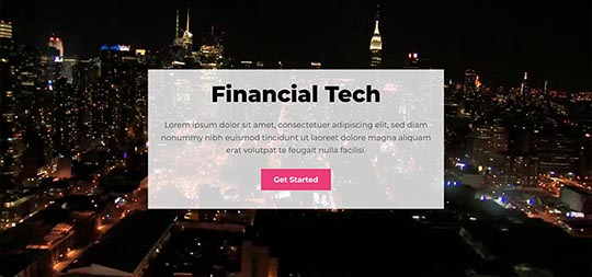 Video in the Fintech template