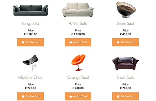 Furniture Store template powered by Phoca Cart e-commerce component