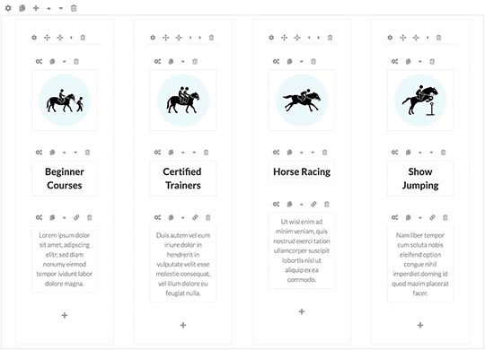 Page builder in the Hot Horses Joomla template