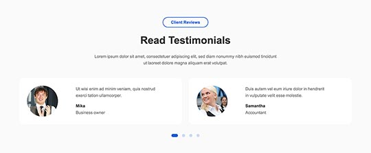 Carousel module for the Management Joomla template in testimonials section