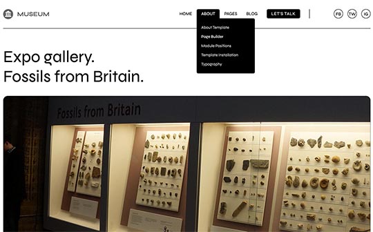 Drop-down menu in the Museum template