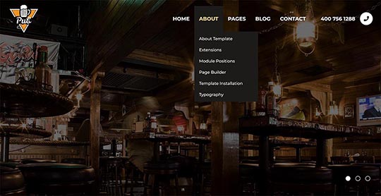 Drop-down menu in the Pub template