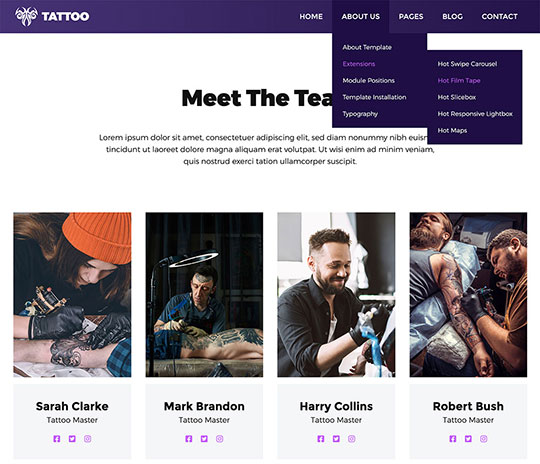 Drop-down multilevel menu in Tattoo template