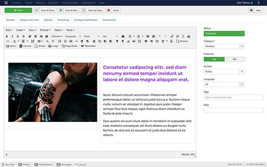 Edit content of Tattoo template visually