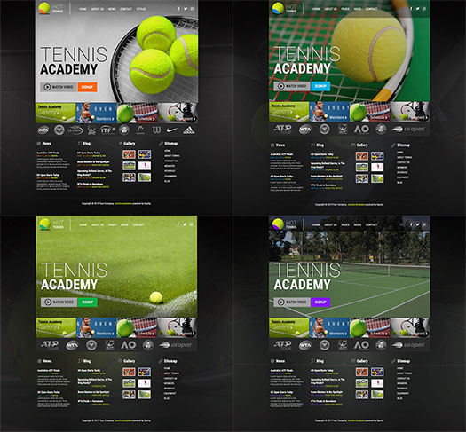 Color schemes of the Tennis Joomla template