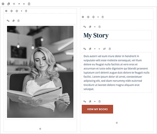 Page builder in the Writer Joomla template