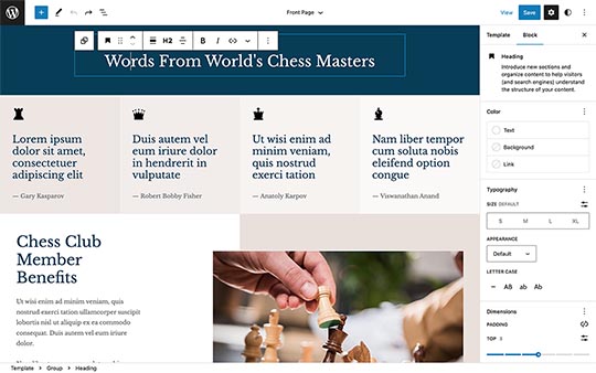 WordPress site editor - Gutenberg