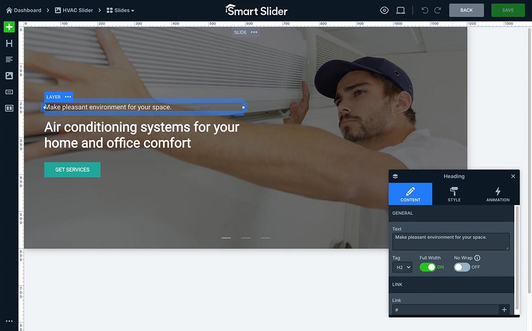 Smart Slider in HVAC theme