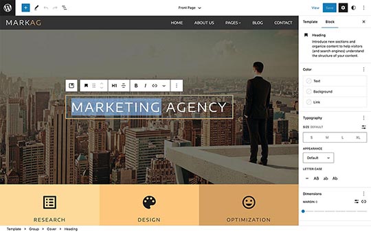 WordPress site editor - Gutenberg