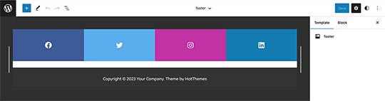 Header and footer template parts for Marketing Agency theme