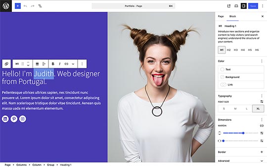 WordPress site editor in Multiplex block theme