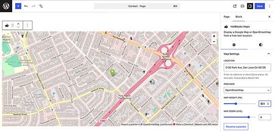Maps block plugin in the Multiplex theme