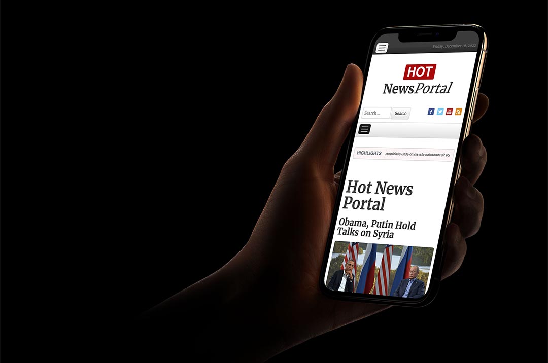 News Portal Responsive WordPress theme on smartphone