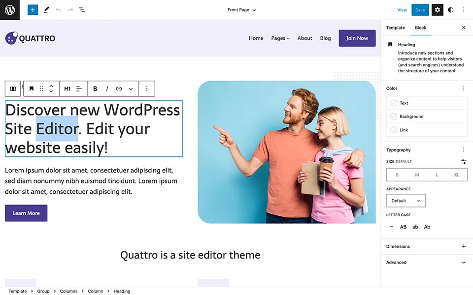 WordPress site editor