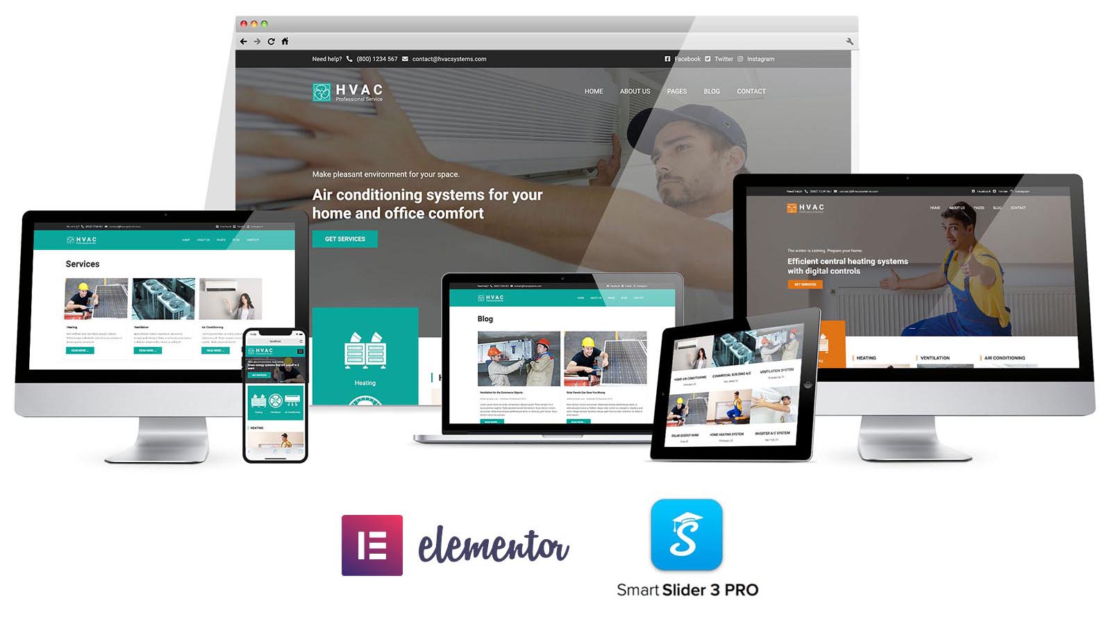 Responsive HVAC Elementor Theme for WordPress