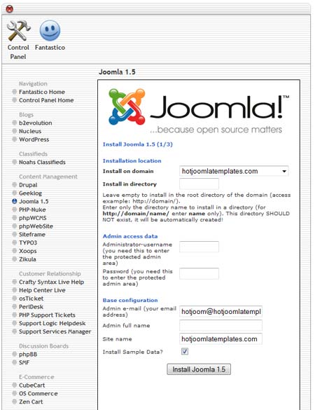 Joomla on cPanel - screen 4