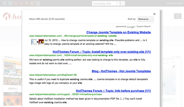 testing google in-site search