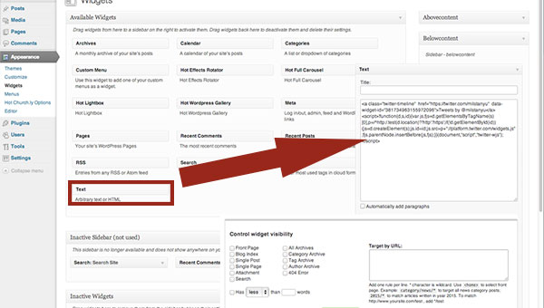 Twitter widget in WordPress